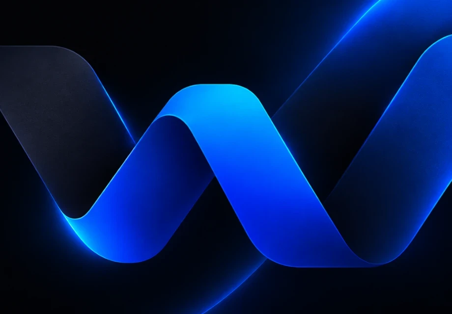 Blaue WebWerto-3D-Bänder mit leuchtenden Lichtkanten