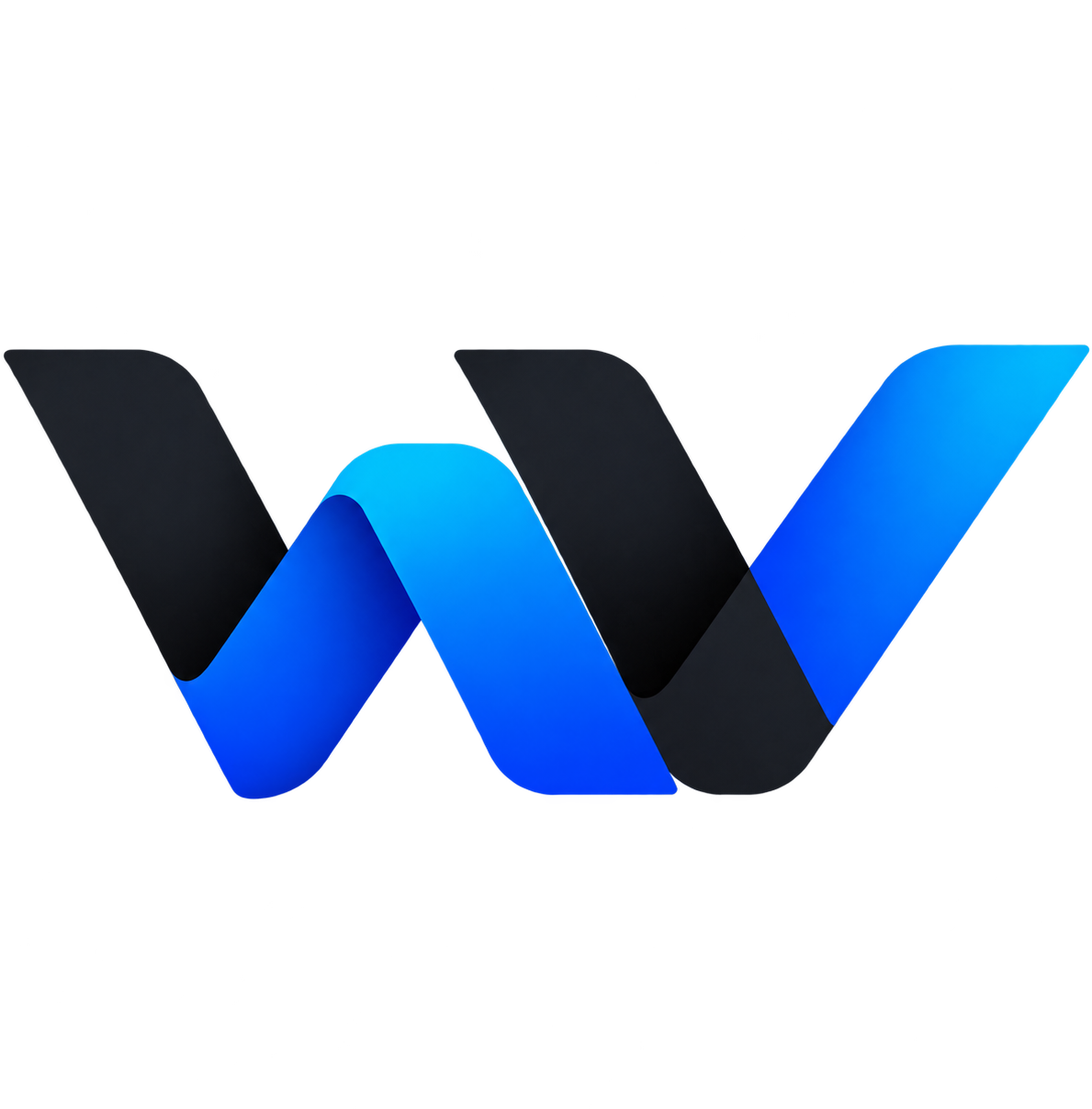 WebWerto-Markenzeichen aus ineinandergreifenden blauen 3D-Bändern